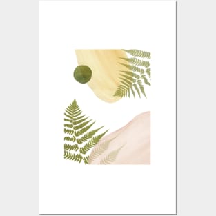 Abstract shapes and fern leaves Posters and Art